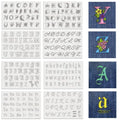 BENECREAT 8 Sheets 234PCS A-Z Alphabet Water Soluble Hand Sewing Stabilizers, Boho & Gothic Letter Tear Away Embroidery Stabilizers for Embroidery, Carves, Shirts, Coats, Bags, Towels