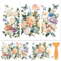3 Sheets Rub on Transfers for Crafts and Furniture,Flower Cluster,Cold IOD Transfers Stickers,Rub on Transfer Stickers for Wood,Paper,Glass,Desk,DIY Home Decor(11.8x5.9 Inch) - style: Big flower cluster