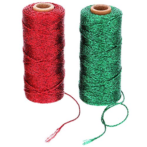 Pangda Christmas Twine Metallic Bakers Wrapping Twine, 1 mm, Red, Green - color: Red, Green, size: 1 mm