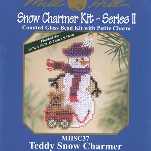 Teddy Snow Charmer Beaded Counted Cross Stitch Christmas Ornament Snowman Kit Mill Hill 2003 Snow Charmers MHSC37
