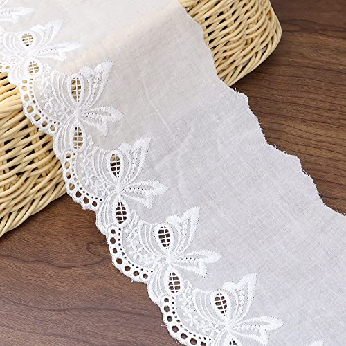 Eyelet Lace Trim 4.8 Yards White Cotton Lace Ribbon Embroidery Scalloped Lace for Sewing, Baby Clothes, Pets Clothes - color: 6#