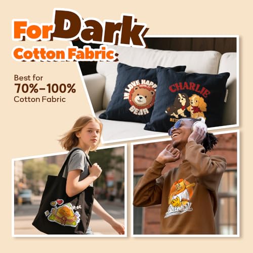 TranSmile PU-Heat Transfer Paper for Dark Fabric, 8.5 x 11 In 20 Sheets - color: Dark, size: 20 Sheets