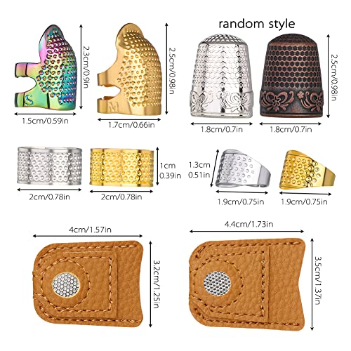 10PCS Sewing Thimble Set, Adjustable Metal & Leather Finger Protectors - color: 10PCS