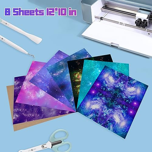 HTVRONT Galaxy Heat Transfer Vinyl, 7 Pack 12x10in Starry Sky Iron on Vinyl - color: Galaxy HTV