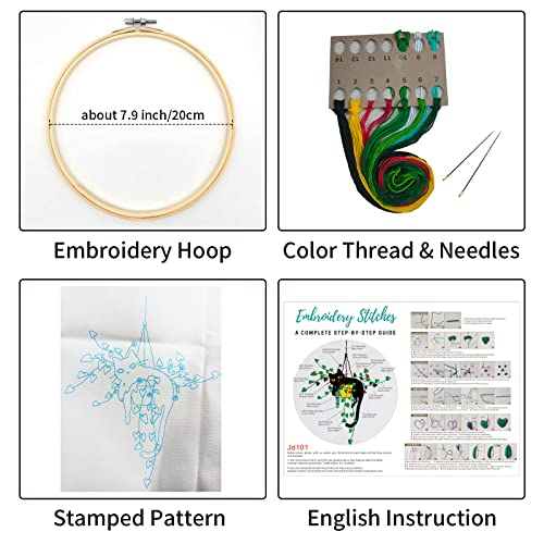 Louise Maelys Stamped Cat Embroidery Kit for Beginners Needlework - color: kit-2