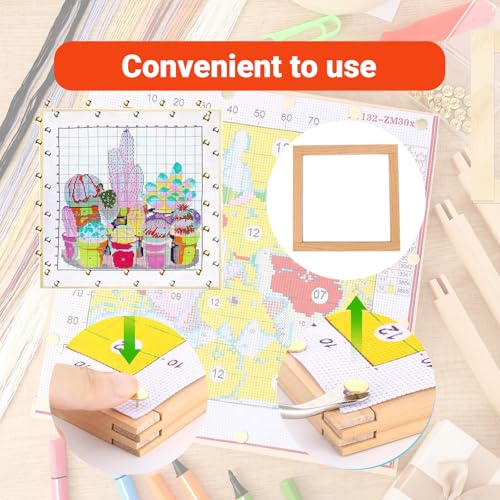 HAPPYER Needlepoint Stretcher Bars Set, 12 PCS Wooden Canvas Stretcher Bars Kit with Tacks, Hammer & Scissors, Needlework Embroidery Stitch Frame Supplies for Canvas Framing Crafts - color: Wood Grain