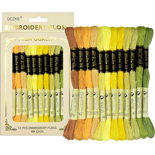 Premium Rainbow Color Embroidery Floss - Cross Stitch Threads - Friendship Bracelets Floss - Crafts Floss - 12 Skeins Per Pack Embroidery Floss,Sunny Vitality Color - color: Sunny Vitality color