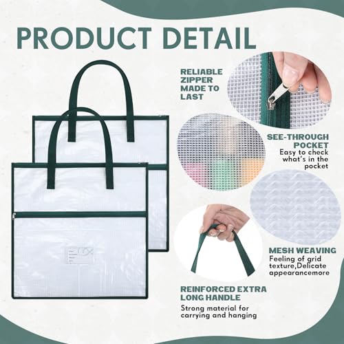 Feifeiya 2 Pack 17.7 Inch Sew Project Bag Needlepoint Project Bag Quilting Embroidery Craft Organizer Storage Bags with Handle and Pocket Zippered with Tools for Art Craft Knitting Quilting Stitching - size: 17.7 Inch