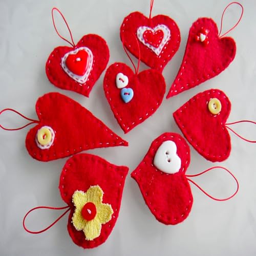 HaoFeiJH Red Felt Fabric Sheets - 6PCS Felt Squares - 8x12 1 Colors Soft Felt Squares, 1.5mm for Sewing, Patchwork, Decoration, Embroidering, Book, DIY Craft - color: 0-red