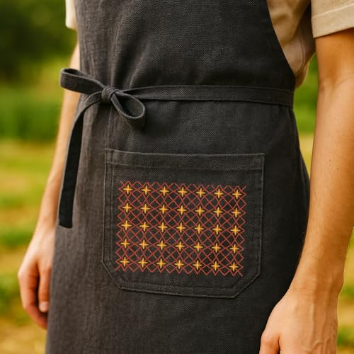 ORIGACH 4 Sheets Water Soluble Embroidery Patterns Stabilizers - Pre-Printed Sashiko Geometric Pattern Designs - Stick and Stitch Embroidery Paper Hand Sewing Stabilizers for Embroidery Beginners - color: Sashiko Geometric