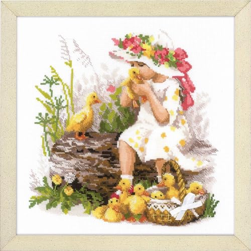 RIOLIS 1781 Girl with Ducklings Counted Cross Stitch Kit 11.81 x 11.81 in - style: Girl with Ducklings 1781