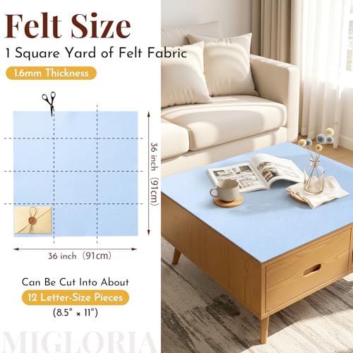Large Felt Fabric Sheet 36 x 36 Inch, 1.6mm Thick (Light Blue) - color: Light Blue