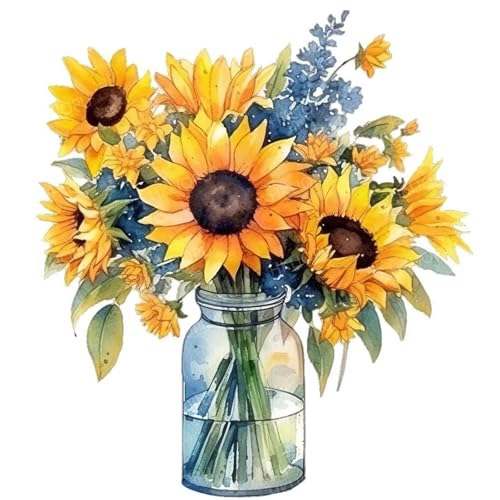 HKLIOPU Stamped Cross Stitch Kits - Sunflower Flower Embroidery Starter Kit for Adult Beginners, 11CT Needlepoint Cross-Stitch Patterns Dimensions Kit Arts and Crafts 16X 16 inch - color: USL-003