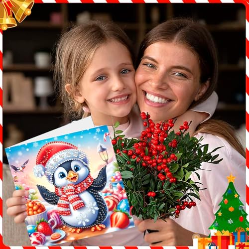 Diamond Art Painting Christmas Cards, 12 Pack DIY 5D Diamond Greeting Cards Kits for Adults Diamond Xmas Greeting Cards with Envelopes Gem Christmas Gift for Families, Friends, Partners - color: Xmas-12pcs