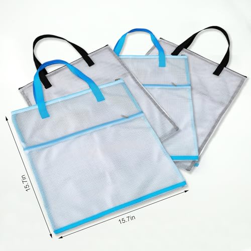 15.7×15.7 Inch Sewing Project Bag, 4 Pack Jumbo Sew Project Bags for Quilting and Needlepoint Supplies with Handle and Zipper Organizer for Art Chart Embroidery Storage