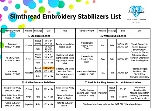 Cut Away Embroidery Stabilizer 8" x 8" 100 Precut Sheets Weight 2.8 OZ - color: White, size: 8"x8" 100pcs