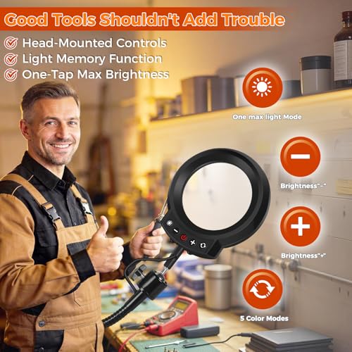 Magnifying Glass with Light Desktop Bigger 10D Magnifier Portable Lamp