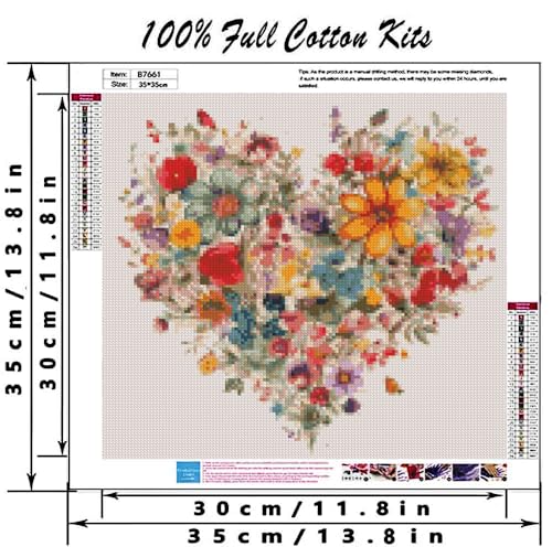 Valentine's Day Stamping Cross Stitch Kit, Flowers Counting Cross Stitch Kit for Adult Beginners , Full Line DIY Cross Stitch Stitching Kit for Home Decor Cross Stitch Patterns 13.7x13.7 inches - color: D047