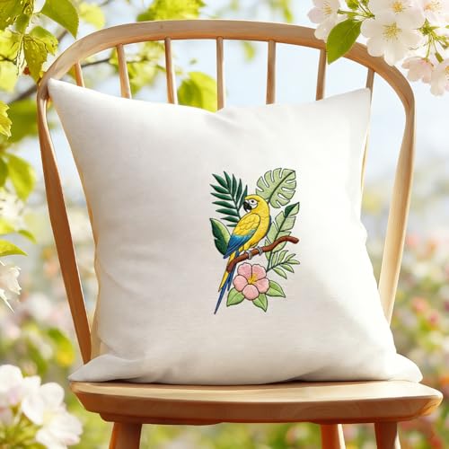 ORIGACH 4 Sheets A4 Large Water Soluble Embroidery Patterns with Flowers and Birds, Stick and Stitch Embroidery Papers with Natural Designs, Wash Away Printable for Hand Sewing Lovers - color: Flowers & Birds