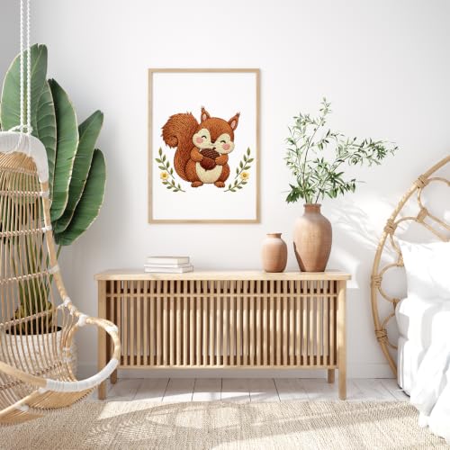 Nuberlic Embroidery Kit for Beginners Stamped Squirrel Needlepoint - color: Squirrel