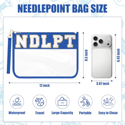 BuyCard Needlepoint Project Bag, NDLPT Clear Zipper Pouch Sewing Gifts Bag - color: Blue