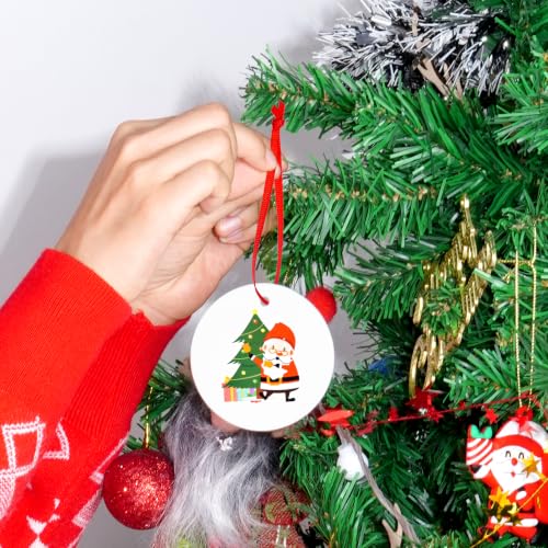 100 Pcs Christmas Ornament Ribbon Hangers, Thin Hand Tied Ornament Ribbon Loops - color: Red