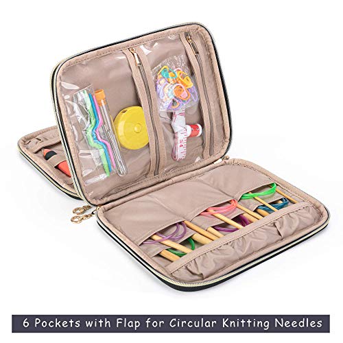 Teamoy Crochet Hook Case Organizer, Crochet Needle Storage Bag, Black - color: Black