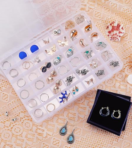42 Grids Bead Organizer Box, 2 Pack, Clear Jewelry Organizer for Bead Organizers and Storage - color: [2-Pack] Clear, size: 42-Grids