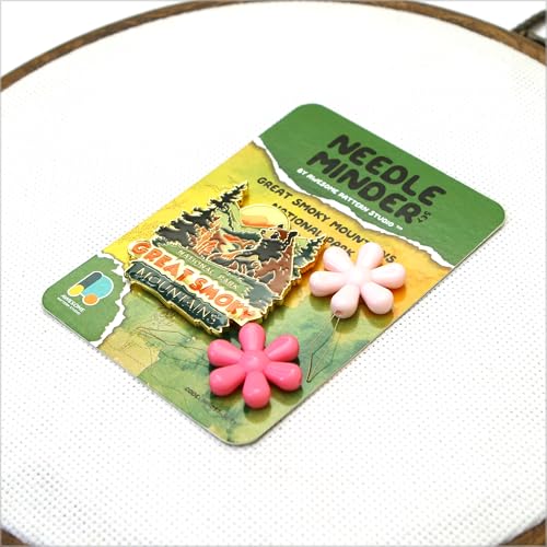 Awesome Pattern Studio Needle Minder Set - Great Smoky Mountains National Park Magnetic Needle Minder + 2 Needle Threaders. Enamel Pin for Cross Stitch, Embroidery and Craft - size: Great Smoky Mountains Modern Design - SET #1