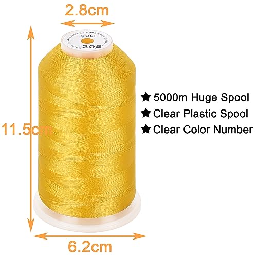 New brothread 5000M Huge Spool Embroidery Machine Thread - Yellow - color: Yellow-205