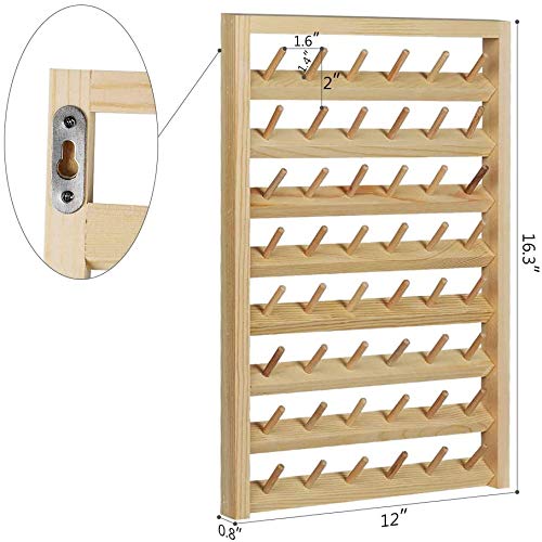 48-Spool Sewing Thread Rack, Wall-Mounted Wooden Organizer for Quilting