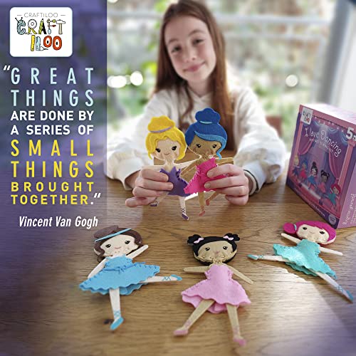 Ballerina Sewing Kit for Kids Ages 5-12 - 5 Felt Dancer Dolls, Beginner - color: Ballerina Kit