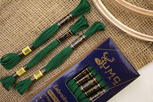 12 Pieces Emerald Green 923 Premium Embroidery Thread | 100% Egyptian Cotton Premium Skeins | Cross Stitch Embroidery Floss | Oeko TEX Certified Stranded Cotton (Emerald Green) - color: Emerald Green