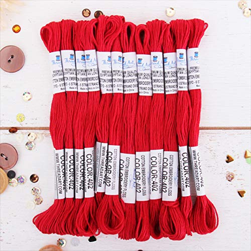 12 Skeins ThreadArt Cotton Embroidery Floss, Red - color: Red