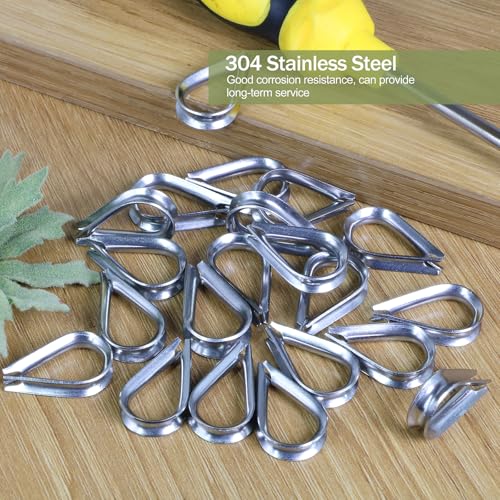 M4 Wire Rope Thimble, 304 Stainless Steel Thimble for 1/8-5/32 Inch Diameter Wire Rope, 4 Pieces - size: M4