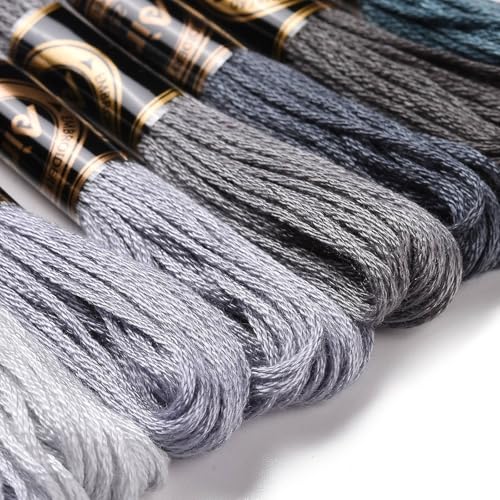 8 Skeins Embroidery Floss Friendship Bracelet String 0.5mm Cross Stitch Embroidery Thread for Jewelry Making Bracelet Knitting Stitching Craft Supplies, Gray - color: Gray, 8 Skeins