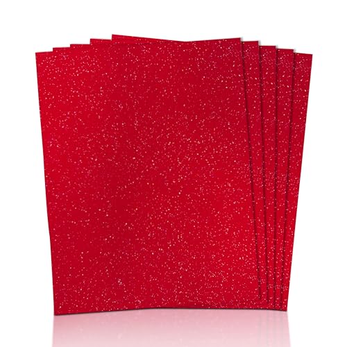 FabricLA | Glitter Felt Sheets | 9x12 Inches & 1.6mm Thick, Easy to Cut & No-Shed for DIY Crafts, Costumes, and Home Decor, 5 Pieces Red - color: Red ( 5 Pieces )