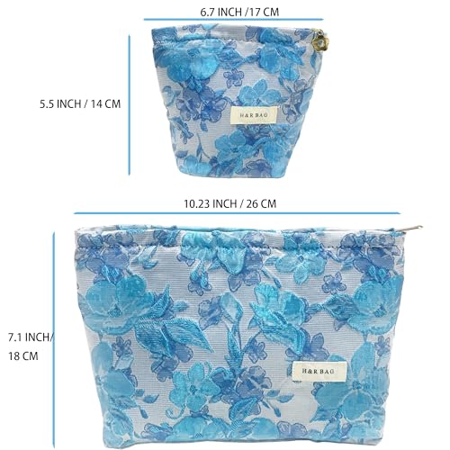 getgto 2 Pcs Makeup Bags, Large Cosmetic Bag Travel Toiletry Bag - color: Blue