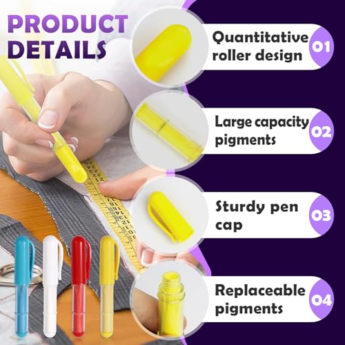 4PCS Sewing Chalk for Fabric, Wipeable and Washable Fabric Chalk for Sewing, Tailors Chalk for Fabric Etailed Marking on Fabrics, Cottons, Leathers - Blue, White, Red, Yellow - color: White & Blue & Red & Yellow