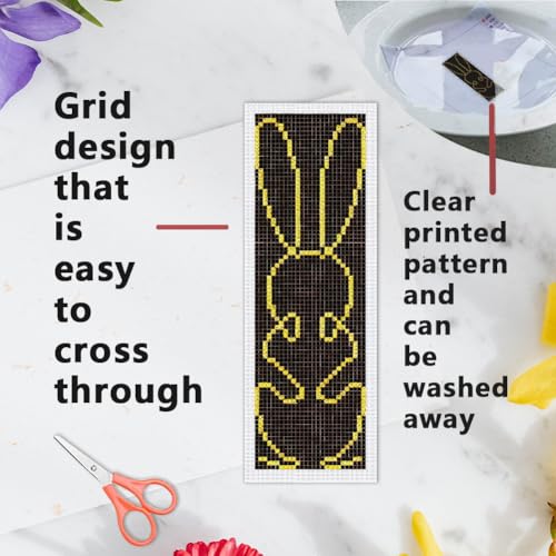 INFUNLY 6pcs Simple Animals Cross Stitch Bookmark Kit for Beginners DIY Abstract Plants Embroidery Bookmark Kits Rabbit Needlepoint Kit with Instruction Easy Cross Stitch Set for Book Lovers Readers - style: Simple Drawings