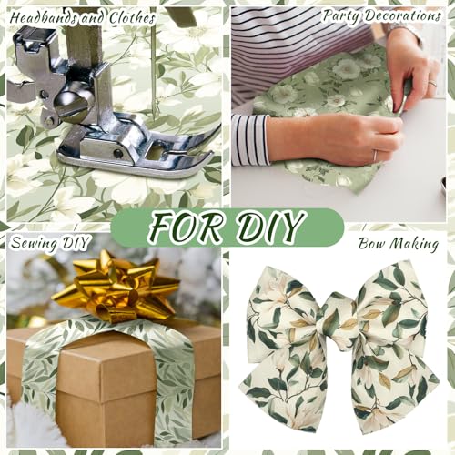 Hosuly 40 Pcs Sage Green Fabric for Quilting 2.55" Floral Jelly Fabric - color: Sage Green Floral