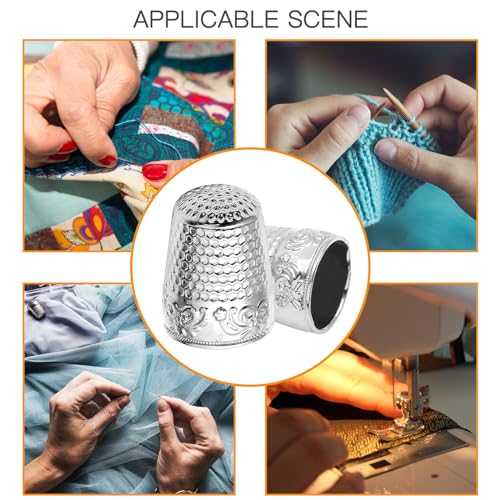 Coufce 4 Pcs Silver Metal Sewing Thimble - color: Silver