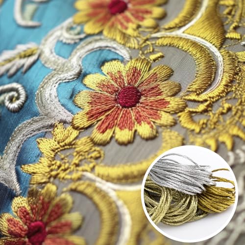3 Skeins Metallic Embroidery Floss, Glitter Embroidery Thread String, Polyester Cross-Stitch Threads for Hand Embroidery, String Art, DIY Bracelet- Gold & Silver & Yellow - color: Gold & Silver & Yellow