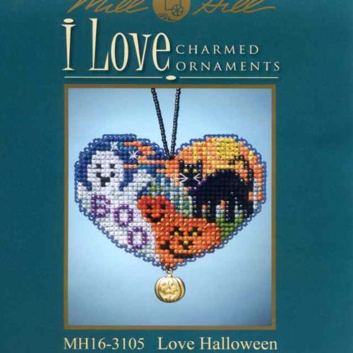Love Halloween Beaded Counted Cross Stitch Charmed Ornaments Kit Mill Hill 2013 I Love MH163105