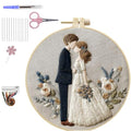 HCANPER Sweet Couple Embroidery Starter Kit, Valentine's Day Gifts，DIY Needle Punch Kit, Punch Needle Kits for Beginners,Include Pre-Printed Fabric,Tools,Embroidery Hoop,Threads. (Three) - color: Three