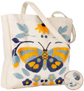 Miss Adola Lightweight Embroidery Canvas Tote Bag - color: Blue Butterfly