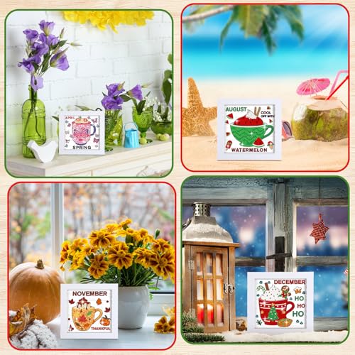 Trandraft 13 Pcs Coffee Mug Holiday Small Diamond Art Kits for Adult Craft - style: Coffee