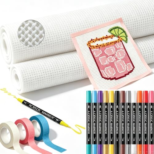 Yinder 17pcs 14 Mesh Needlepoint Canvas Kit Needlepoint Painted Canvas - color: Blue