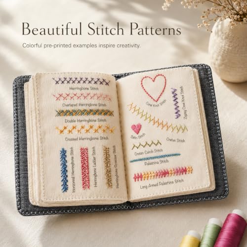 SpaLoo Embroidery Practice Kit for Beginners, Stitch Sample Book