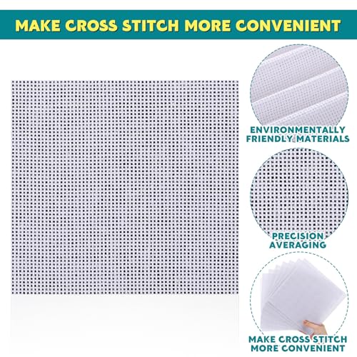 Knitgrip 8 Pack 8 x 8 Inches Needlepoint Canvas 18 Mesh Blank White Canvas Pure Cotton Needlepoint Mesh Twist Interlock for Embroidery DIY Knit Crochet Projects Make Dividers - size: 8 x 8 Inches